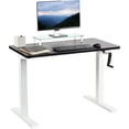 thumbnail image 1 of VIVO Manual Height Adjustable 43 x 24 inch Stand Up Desk, Black Solid One-Piece Table Top, White Frame, Standing Workstation with Foldable Handle, DESK-KIT-MW4B Black/White 43" x 24", 1 of 9
