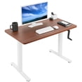 thumbnail image 1 of VIVO Manual 43” x 24” Stand Up Desk | Dark Walnut Table Top, White Frame, 1 of 8