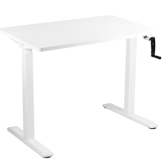 VIVO Manual 43” x 24” Stand Up Desk | White Table Top, White Frame