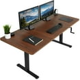 thumbnail image 1 of VIVO Manual 71” x 30” Stand Up Desk, Dark Walnut Table Top, Black Frame, 1 of 9