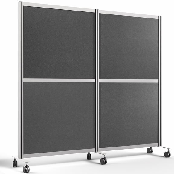 VIVO Mobile Modular Wall System, 2 PET Panels, Office Cubicle Dividers on Wheels