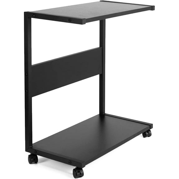 VIVO Mobile PC Cart with Storage, 2-Tier Shelf CPU Holder, Fits Oversized Gaming PCs, Printers, Gaming Systems, and More, Computer Tower Floor Stand with Wheels, Black, CART-PC03