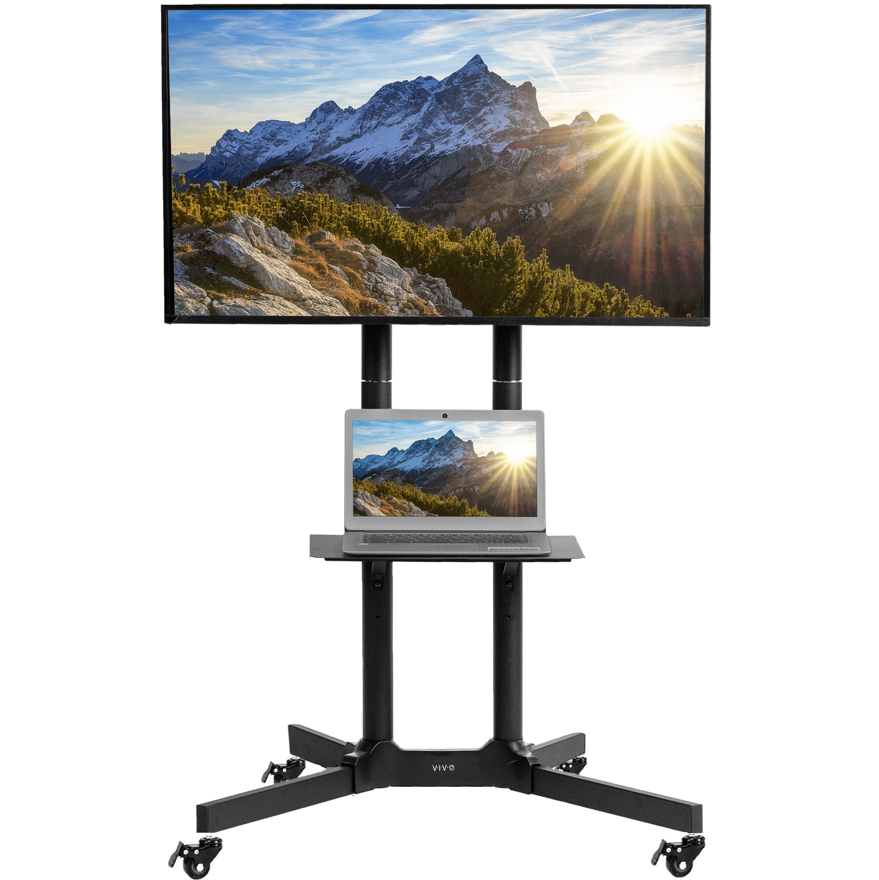 Vivo Flex 35" Black Steel Mobile TV & AV Cart - Adjustable & Lockable