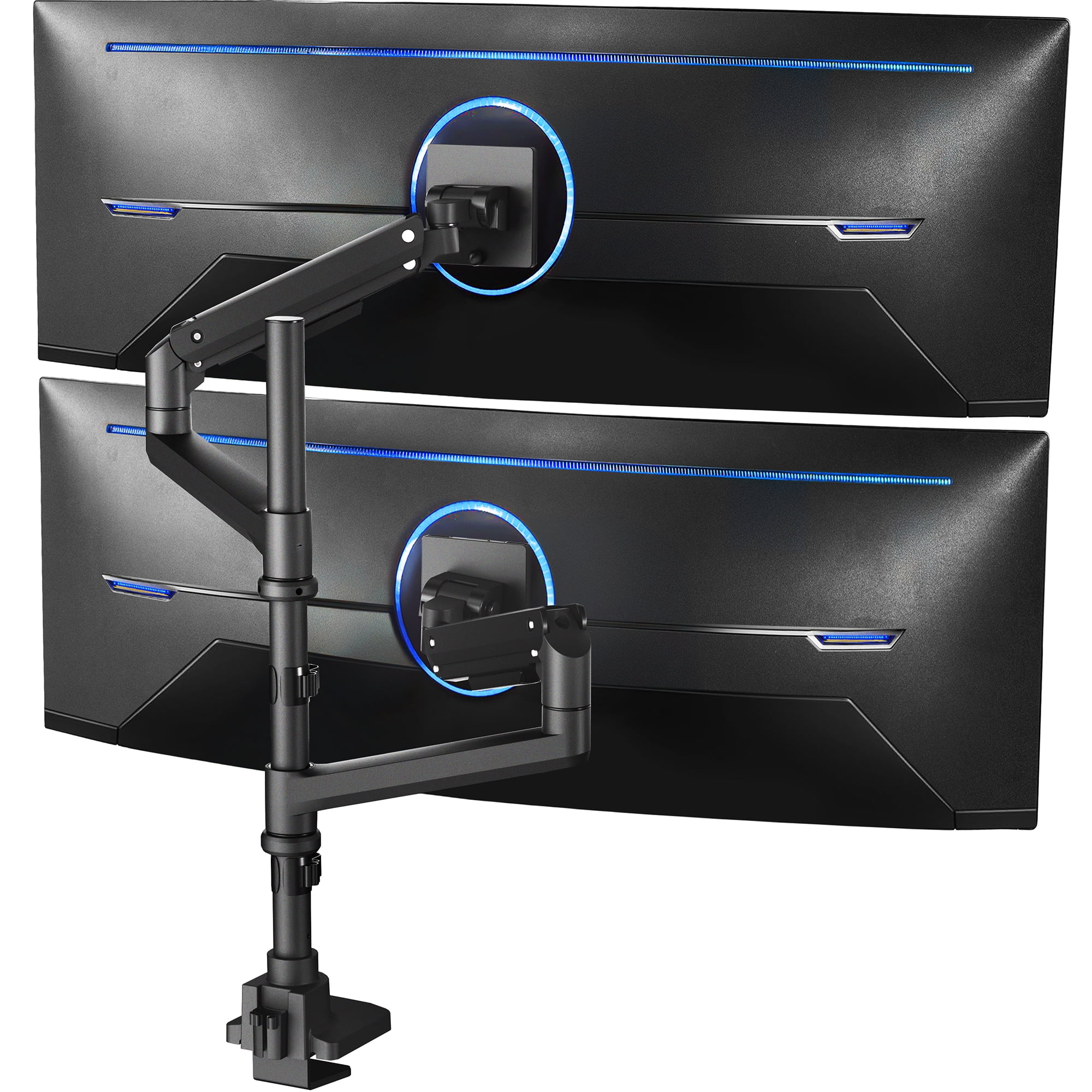 Black Dual Ultrawide Monitor Tall Desk Mount with Pneumatic Arms