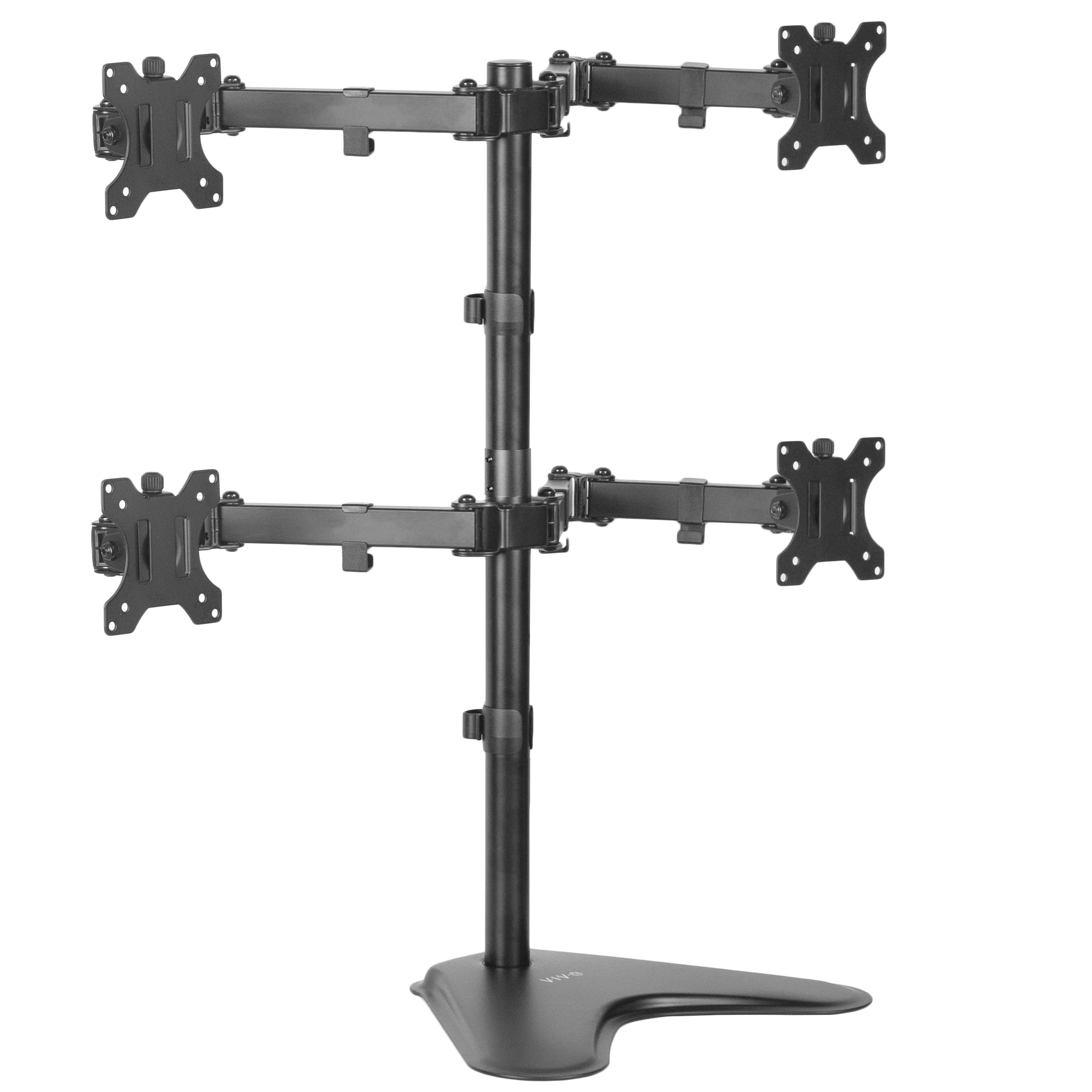 Black Quad Monitor Adjustable Steel and Aluminum Desk Mount