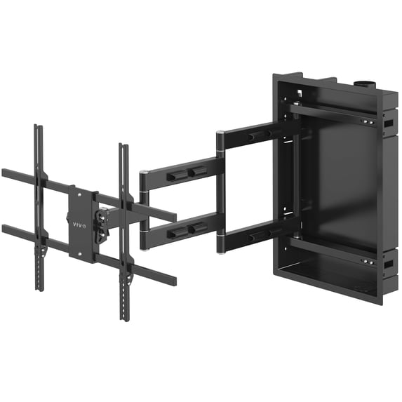 Vivo Recessed In-Wall TV Mount for 50 to 75 in LED LCD screens, black steel, ultra low profile