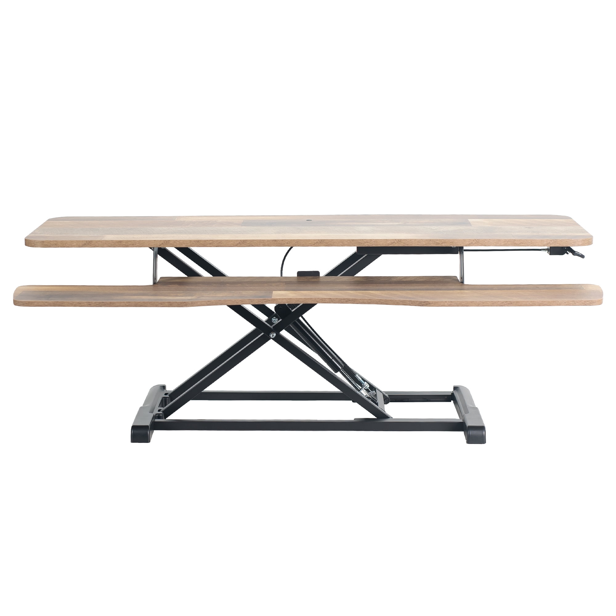 VIVO Reclaimed Wood Height Adjustable 48" Standing Desk Riser Sit Stand Tabletop