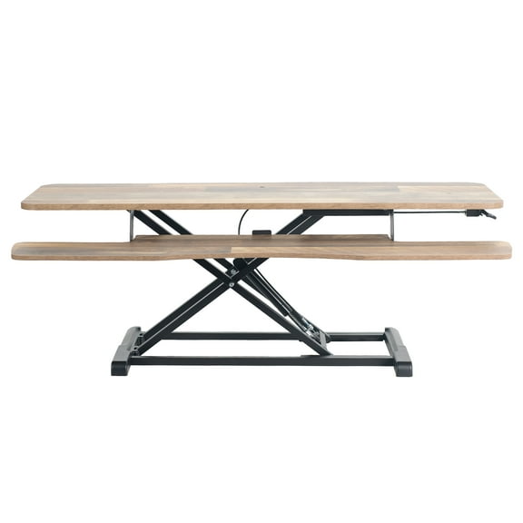 VIVO Reclaimed Wood Height Adjustable 48" Standing Desk Riser Sit Stand Tabletop