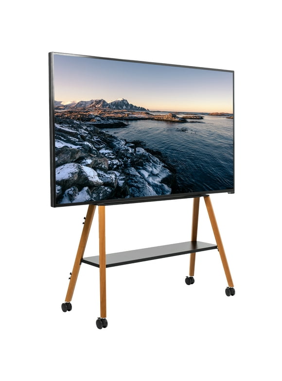 VIVO Rolling Easel Studio TV Floor Stand with Shelf, Fits 49" to 75" Screens