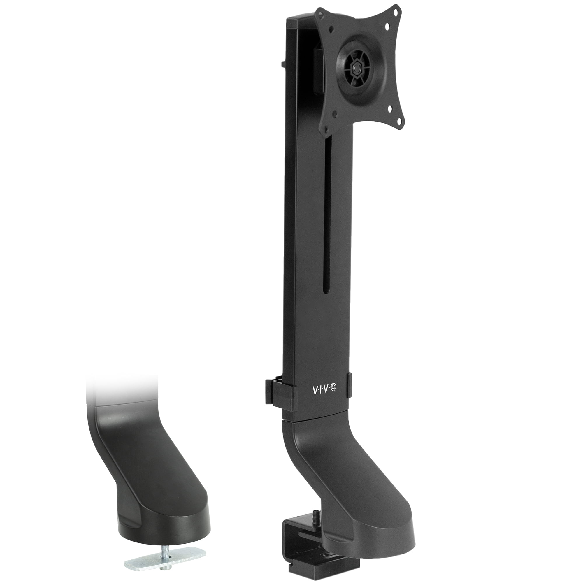 Black Steel Adjustable Single Monitor Mount for Standing Desk