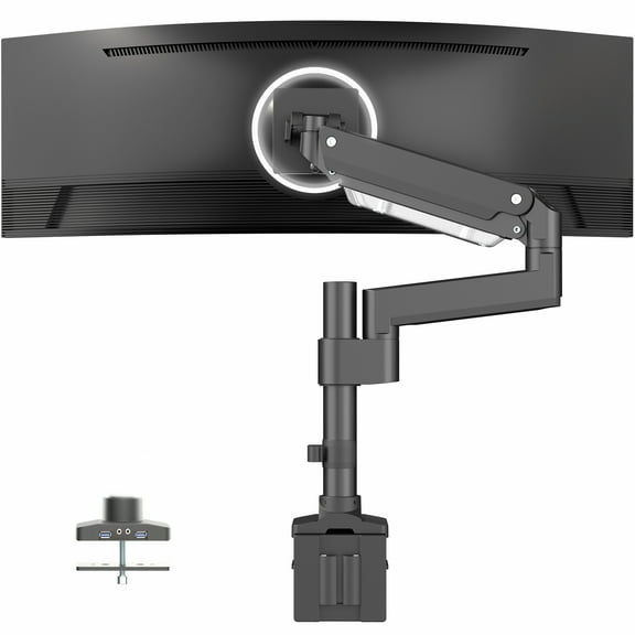 VIVO Single Monitor Stand Desk Mount Arm w/ USB Ports, Fits Ultrawides up to 49"