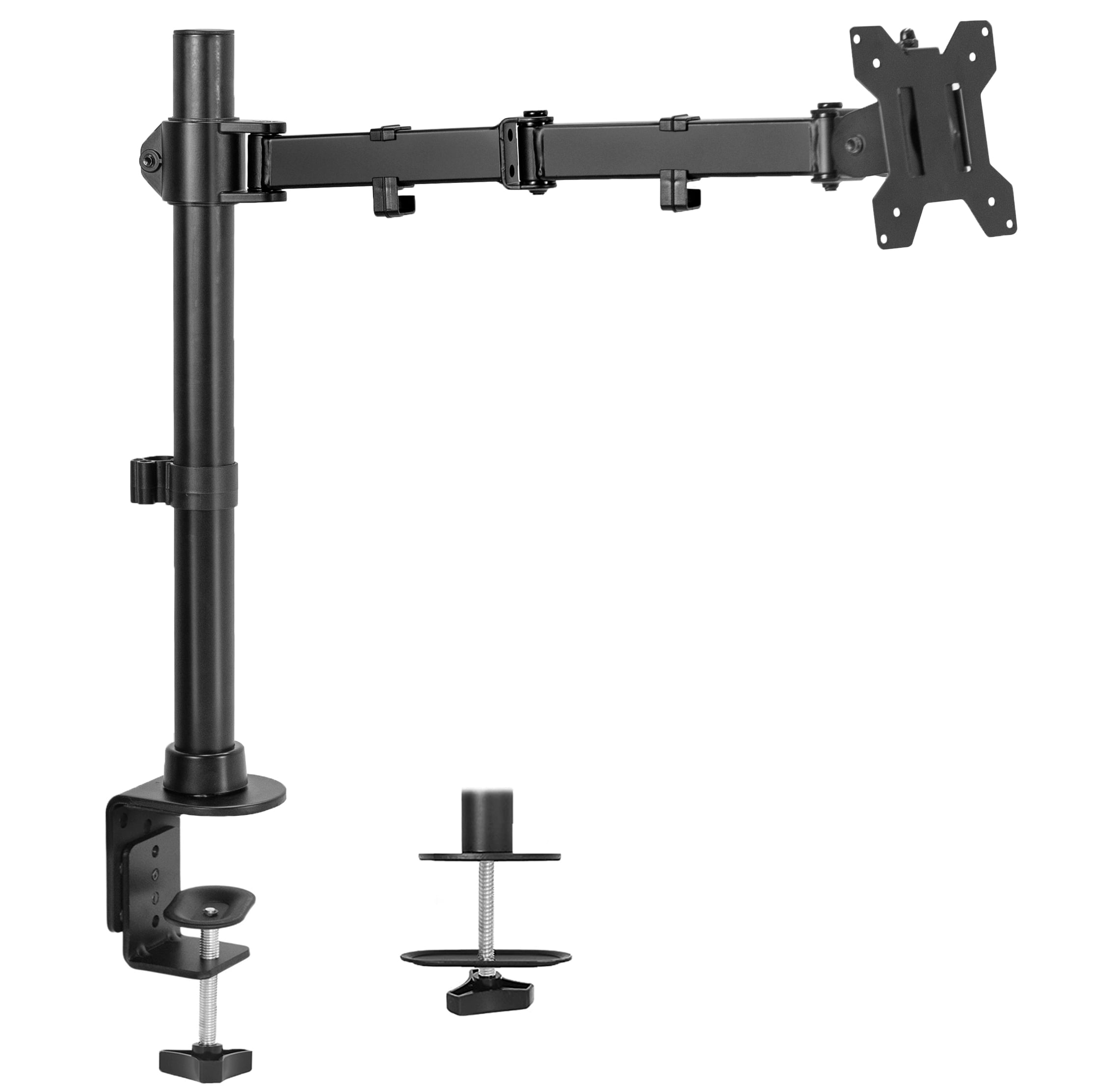 Black Adjustable Single Monitor Arm Desk Mount for Large Screens