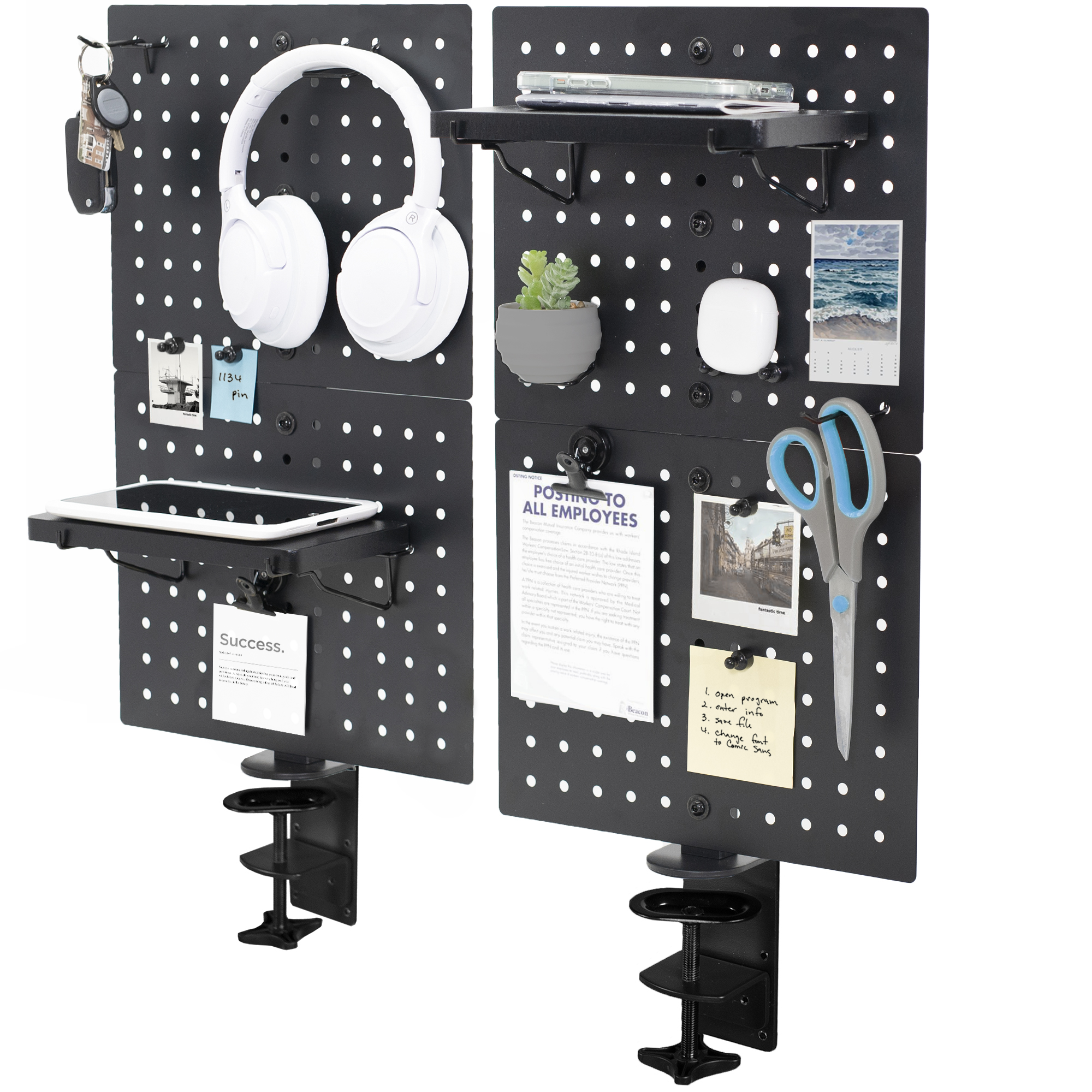 VIVO Steel Clamp-on 20" x 24" Desktop Pegboard (x2), Magnetic Privacy Panel - image 1 of 6