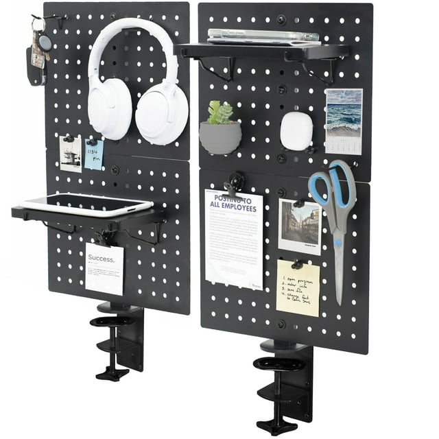VIVO Steel Clamp-on 20" x 24" Desktop Pegboard (x2), Magnetic Privacy Panel