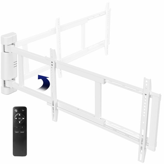 VIVO Steel Low Profile Electric TV Wall Mount for 32 to 75 inch LCD LED Plasma Screens, Motorized Swing TV Bracket with 90 Degree Swivel, White, MOUNT-E-WM075W