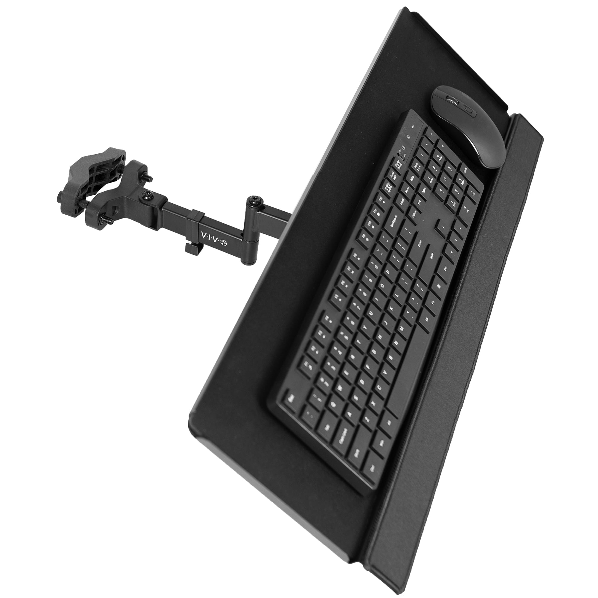 Black Adjustable Steel Pole Mount Keyboard and Mouse Tray