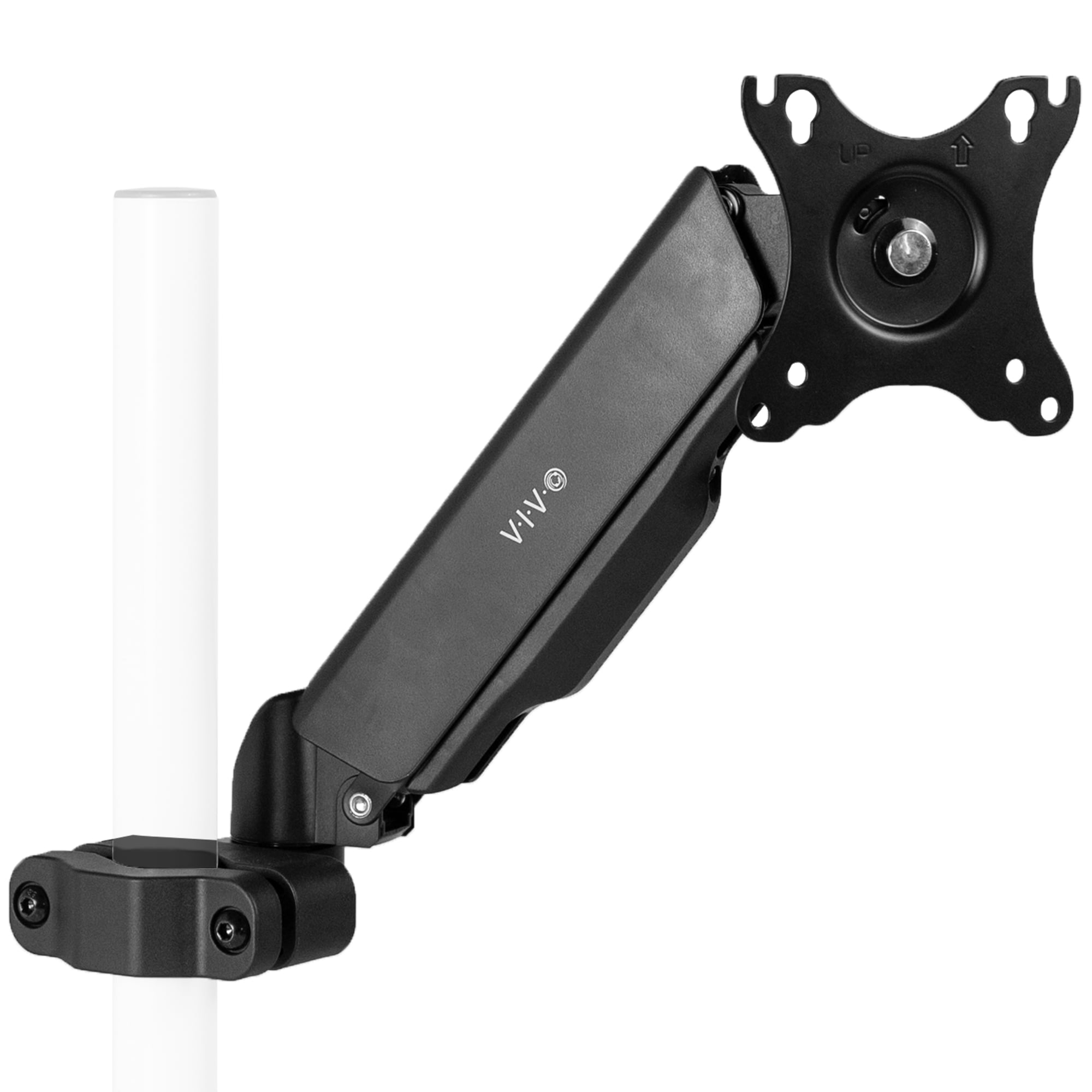 Black Full Motion Pneumatic Pole Mount Monitor Arm for 17-32 inch Screens