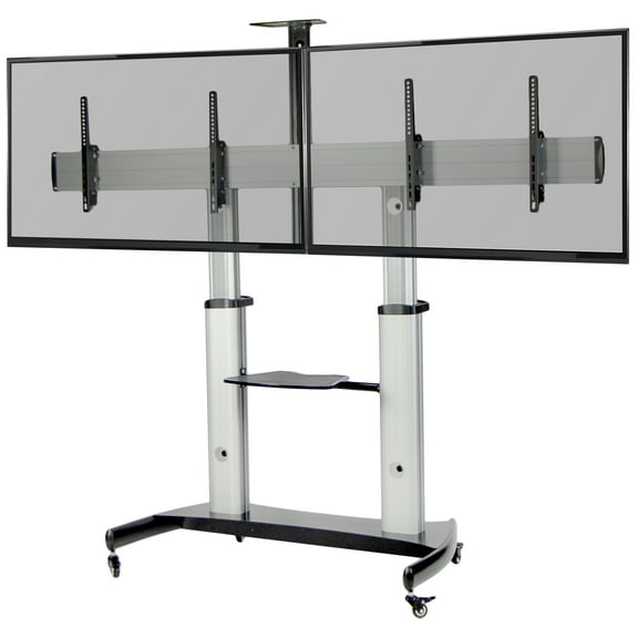 VIVO Ultra Heavy Duty Mobile Cart Dual TV Stand | Fits Two 32" to 70" Screens