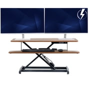 VIVO Vintage Brown Electric 36 Standing Desk Monitor Riser, Sit Stand Tabletop