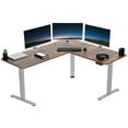thumbnail image 1 of VIVO Vintage Brown / Gray Electric 63" x 55" Corner Desk, L-Shaped Workstation, 1 of 9