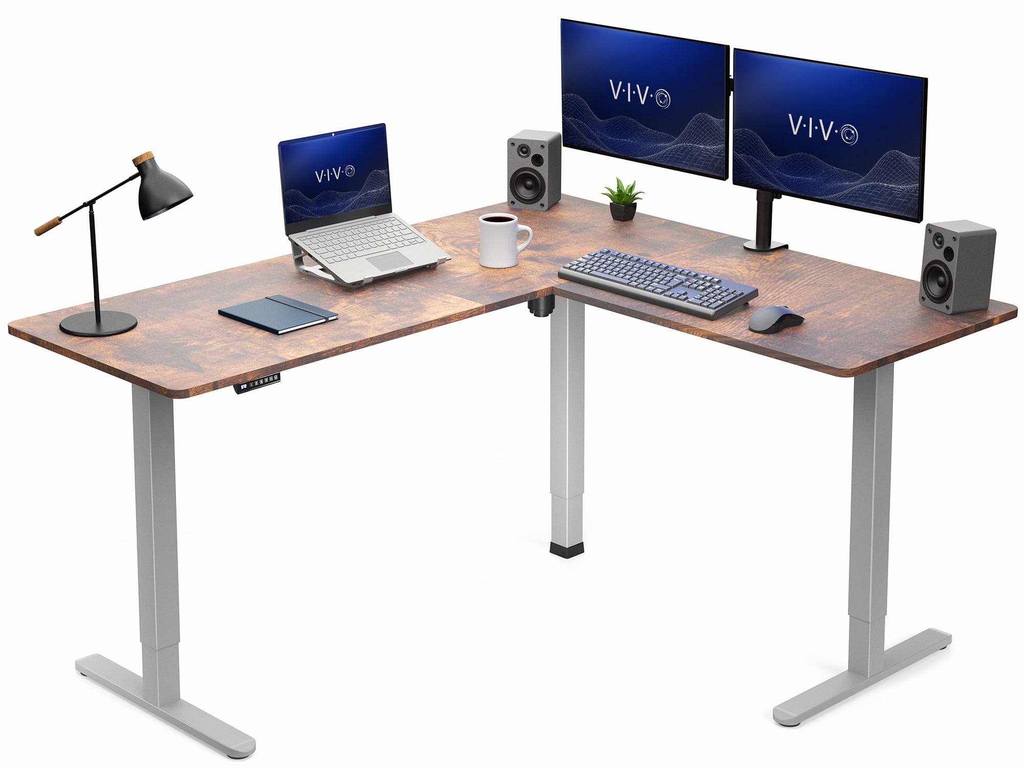 VIVO Black Electric Corner Standing Desk, 63x55 L-Shaped
