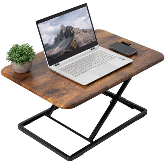 VIVO Vintage Brown Ultra Slim 26" Desktop Converter, Sit Stand Tabletop Riser
