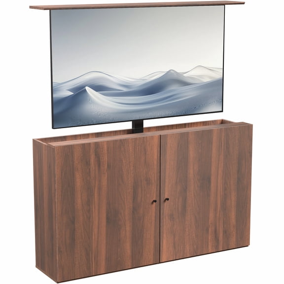 VIVO Walnut Motorized Vertical Lift Concealed TV Cabinet, Hold 32-65 TVs