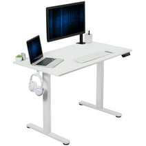 VIVO White 44" x 24" Electric Sit Stand Desk, Height Adjustable Workstation
