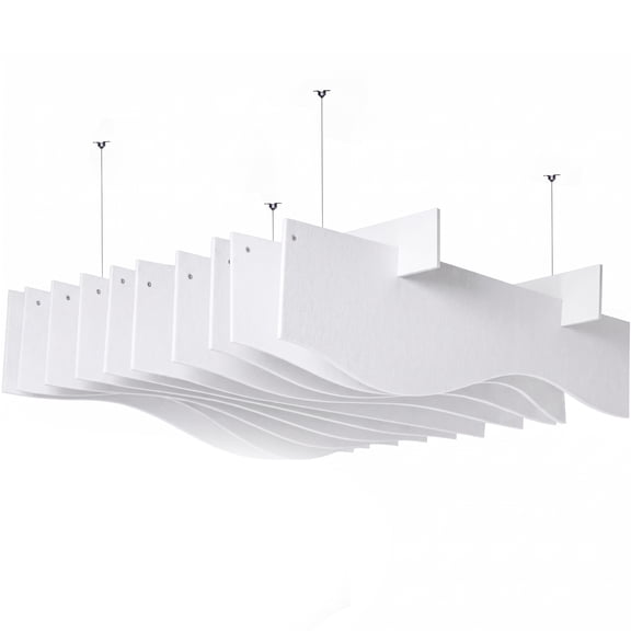 VIVO White 47 x 14 Sound Absorber Panel, Acoustic Ceiling Waffle Wave