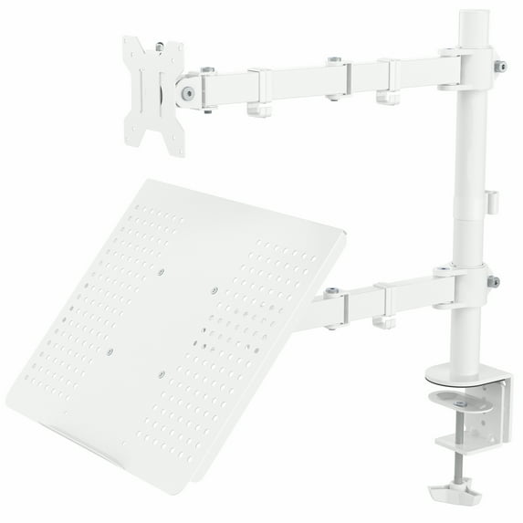 VIVO White Adjustable Laptop & Monitor Desk Mount Stand, Fits 1 Screen up to 32"
