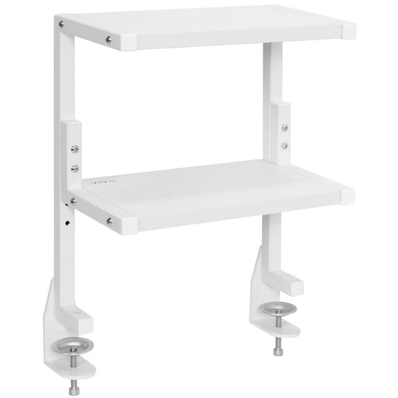 VIVO White Clamp-on 13" Above or Below Desk 2-Tier Shelving Unit, Desk Organizer