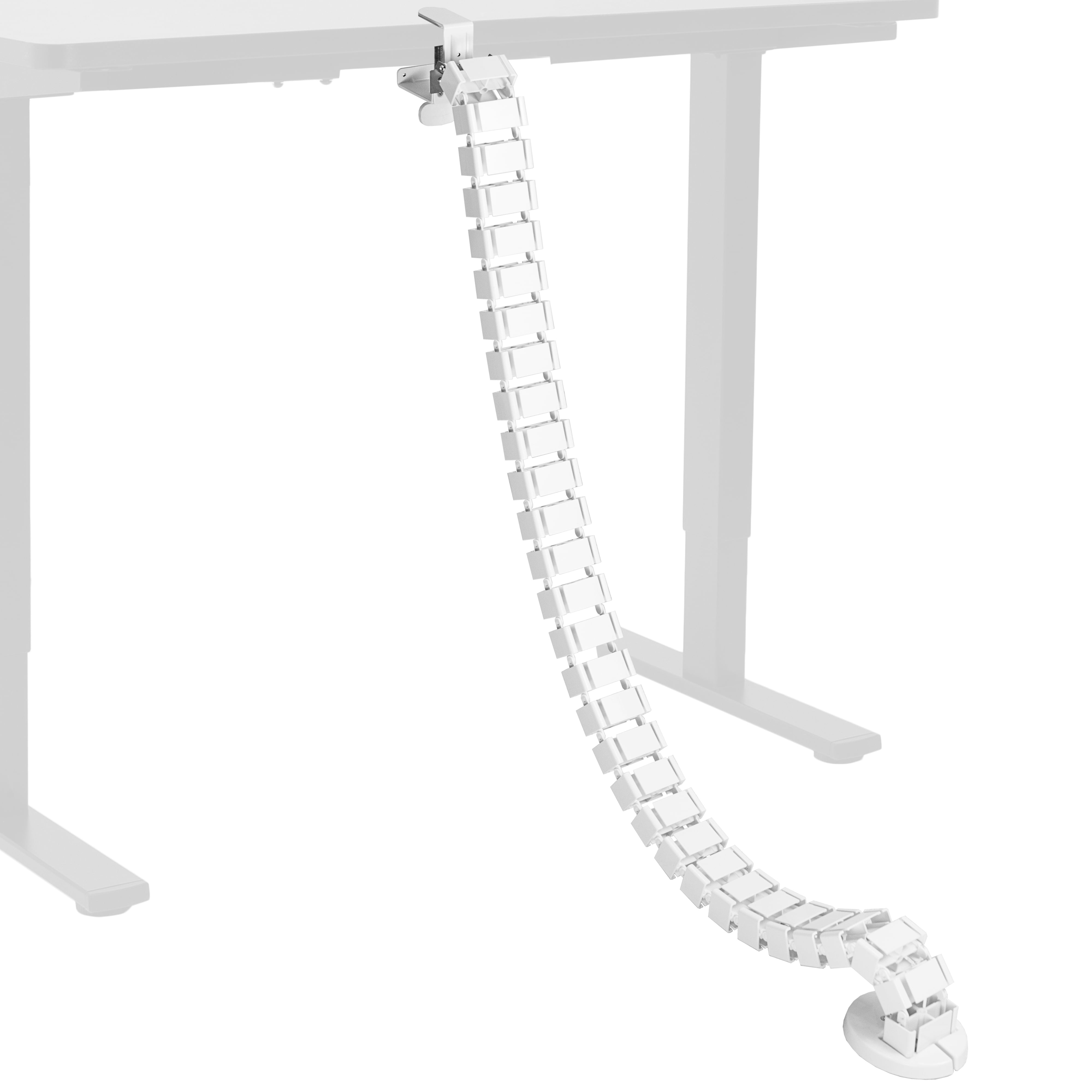 White Adjustable Vertebrae Cable Management Kit for Desk