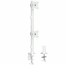 VIVO White Dual Computer Monitor Desk Mount, Vertical Array, 2 Screens up to 34"
