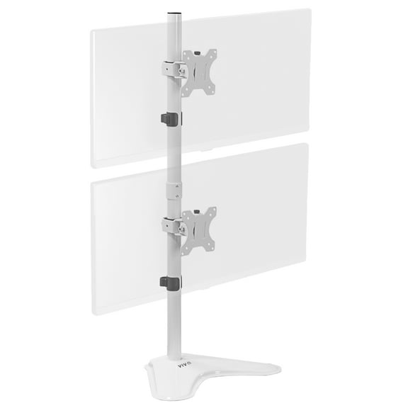 VIVO White Dual LCD Monitor Vertical Stand Mount, Fits 2 Ultrawides up to 34"
