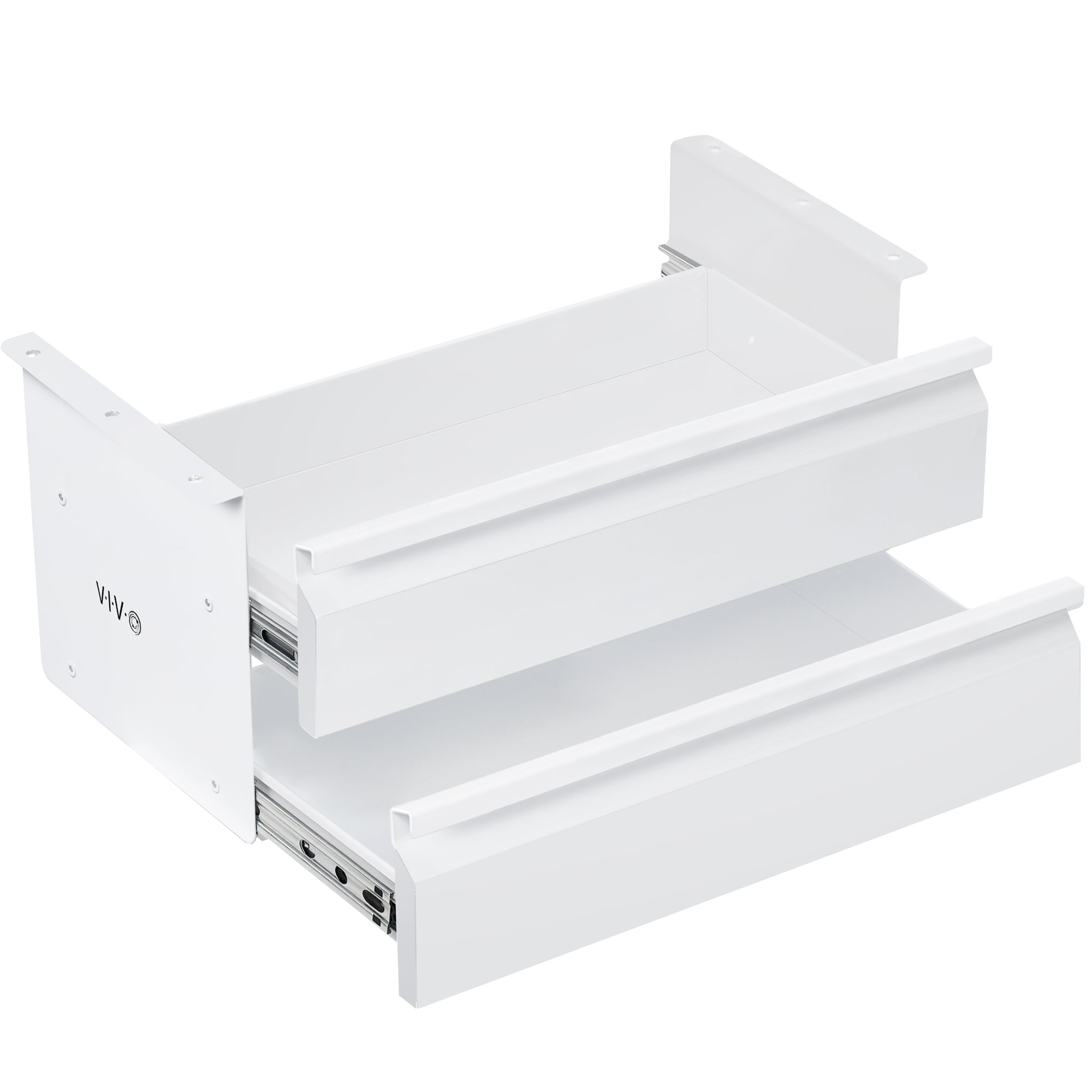 VIVO White Dual Level 16" Pull Out Under Desk Storage Drawer Set without Shell