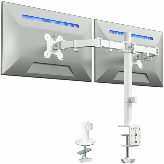 VIVO White Dual Monitor Desk Mount Stand, Fits Computer Screens up to 30"