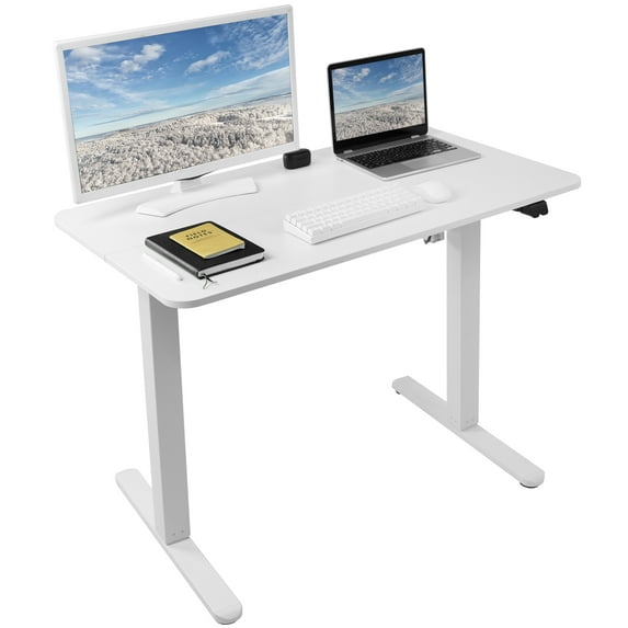 VIVO White Electric 40" x 24" Sit Stand Desk, Height Adjustable Workstation
