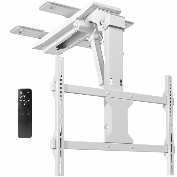 VIVO White Electric Flip Down Ceiling TV Mount for 37 to 70 inch Screens