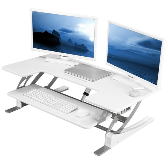 VIVO White Electric Height Adjustable Extra Wide 42" Stand Up Desk Converter