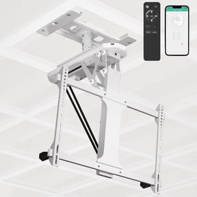 VIVO White Electric Motorized Flip Down Drop Ceiling TV Mount, 32" to 70" Screen
