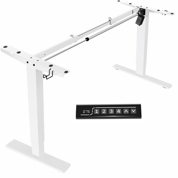 VIVO White Electric Stand Up Desk Frame, Single Motor Standing Adjustable Base