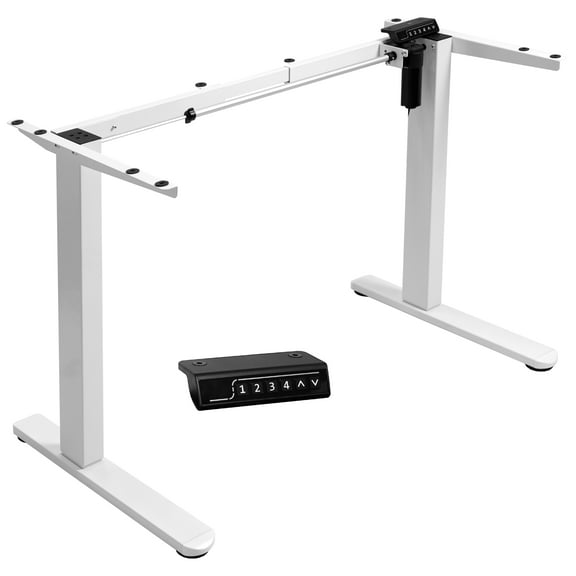 VIVO White Electric Stand Up Desk Frame with Rear-set Legs, Single Motor Base