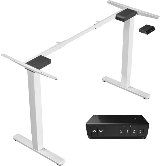 VIVO White Electric Stand Up Dual Motor Desk Frame, Height Adjustable Legs