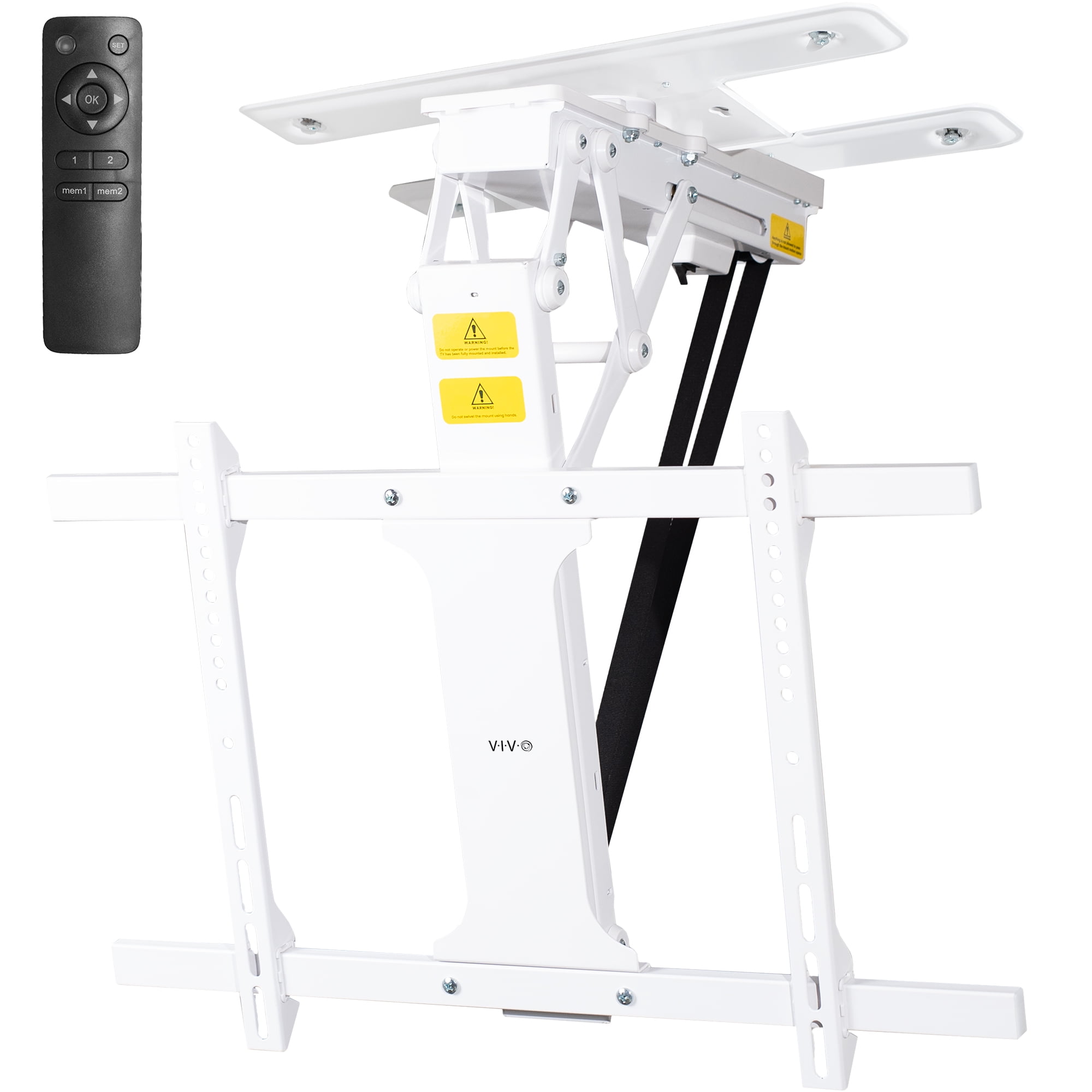 VIVO White Electric Swivel Flip Down Ceiling TV Mount for 32" to 70