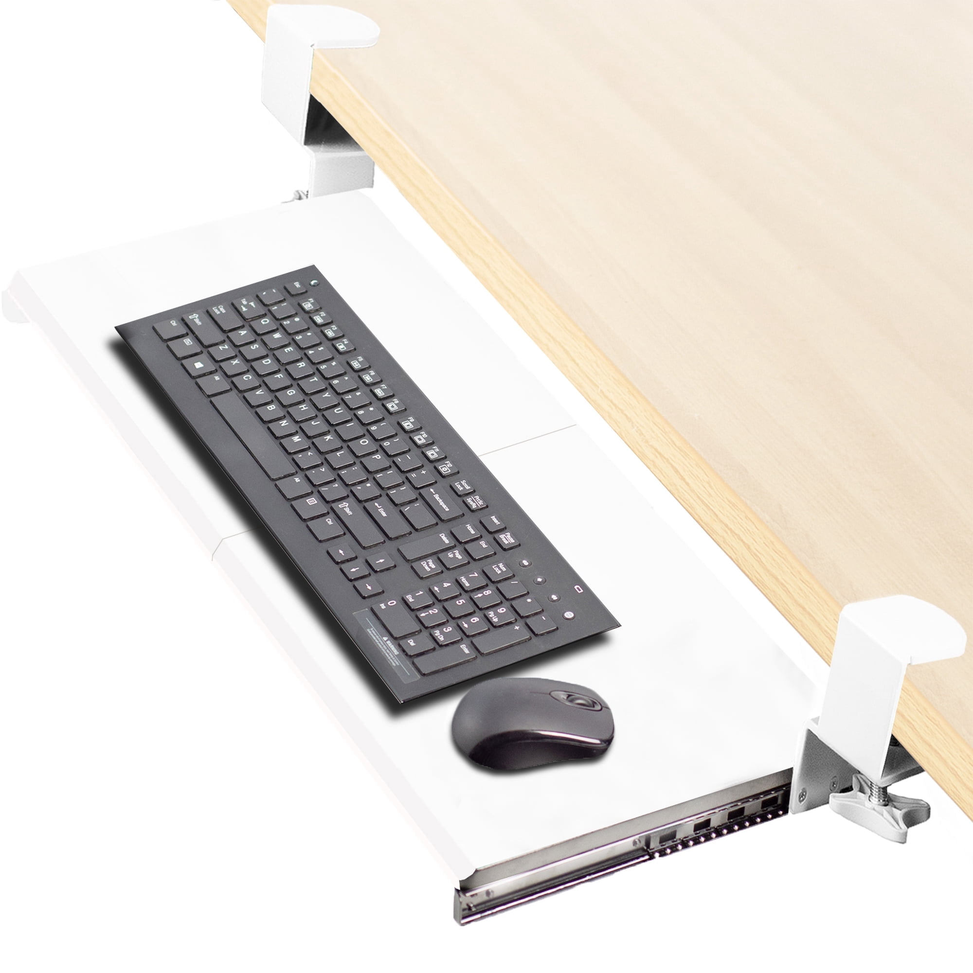 VIVO White Extra Sturdy Clamp-on Computer Keyboard & Mouse Under Desk ...