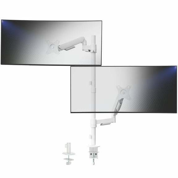 VIVO White Extra Tall Dual 17" to 32" Monitor Pneumatic Spring Sit-Stand Desk Mount