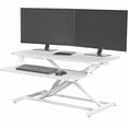 thumbnail image 1 of VIVO White Height Adjustable 32" Standing Desk Monitor Riser, Sit Stand Tabletop, 1 of 8