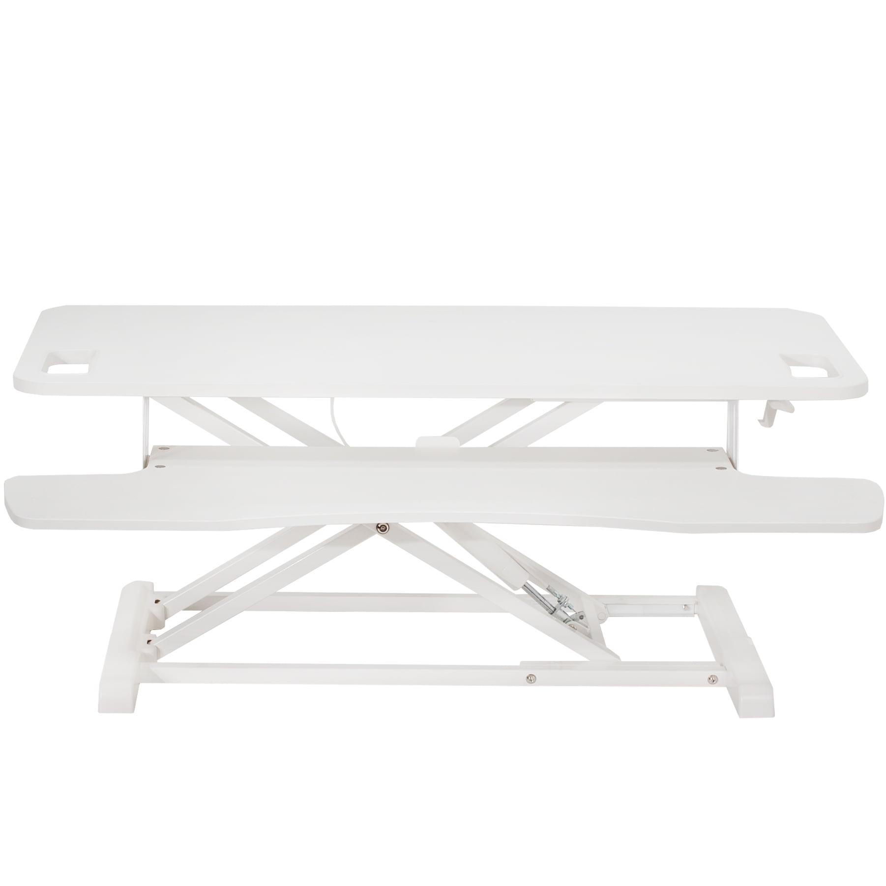 VIVO White Height Adjustable 38" Standing Desk Monitor Riser, Sit Stand Tabletop