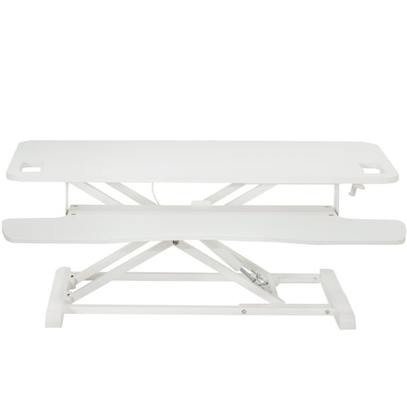 VIVO White Height Adjustable 38" Standing Desk Monitor Riser, Sit Stand Tabletop