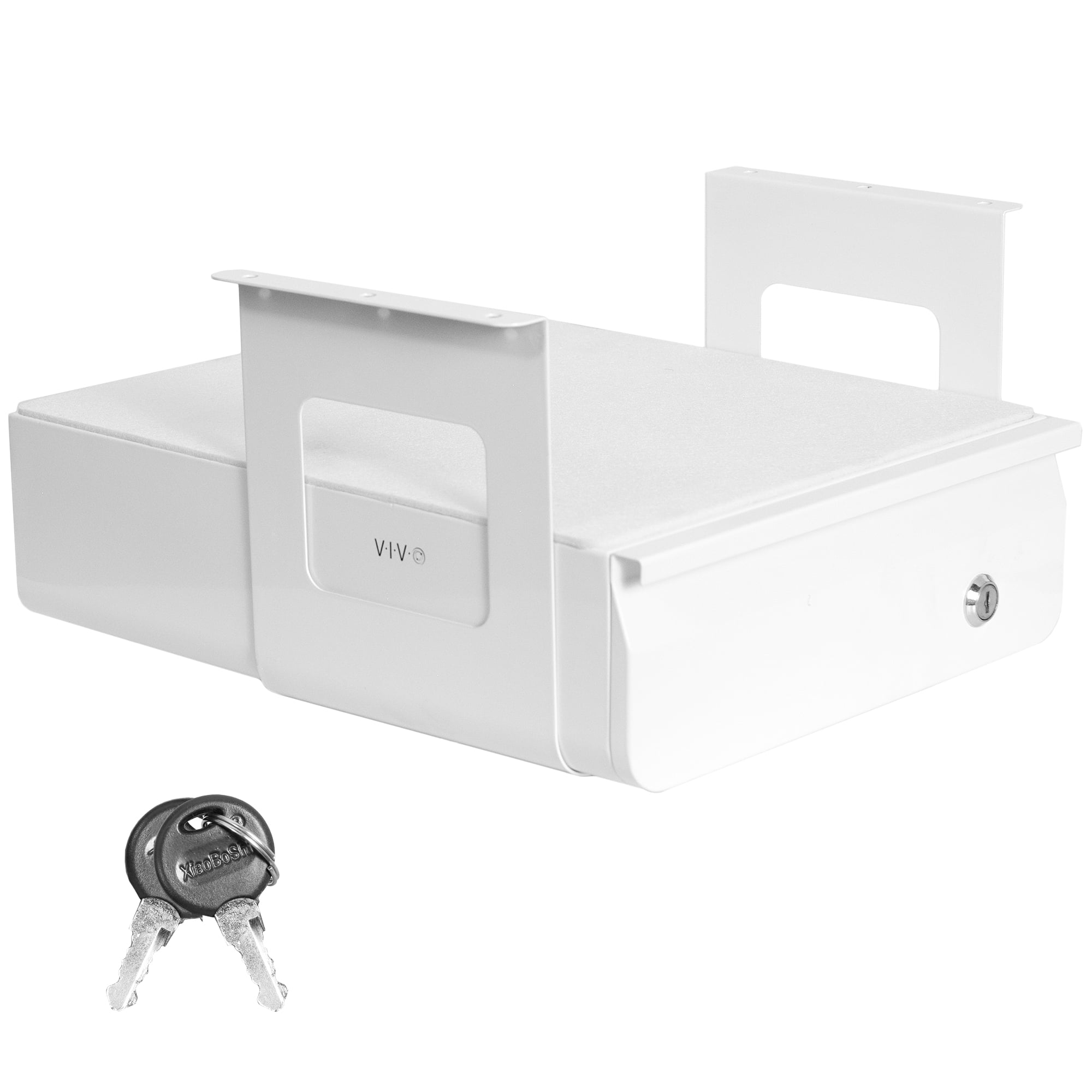 White Lockable Steel Under Desk Storage Drawer